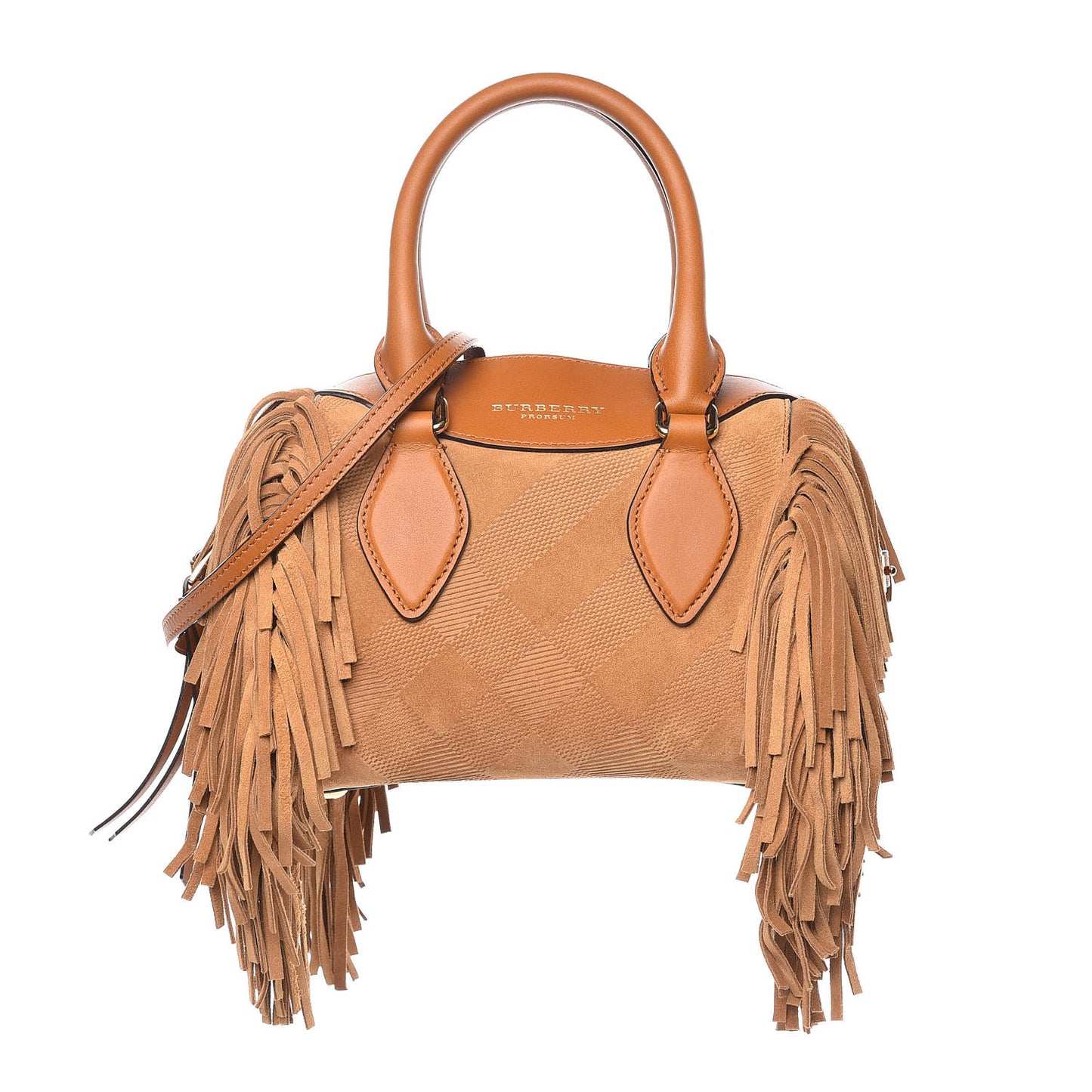 Prorsum Suede Fringe Mini Bee Shoulder Bag Tan