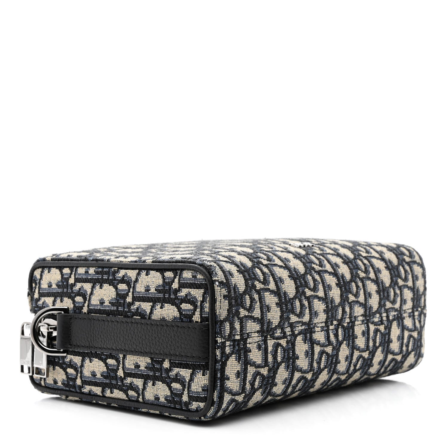 Christian Dior Oblique Jacquard Grained Calfskin Lingot Pouch Beige Black 4 of 11