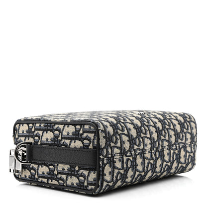 Christian Dior Oblique Jacquard Grained Calfskin Lingot Pouch Beige Black 4 of 11