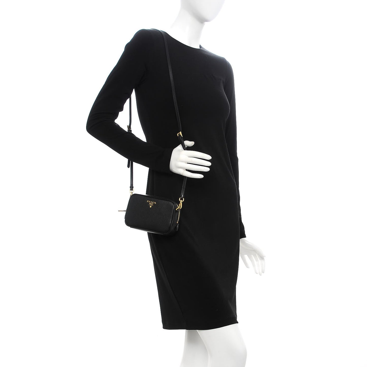 Saffiano Mini Camera Crossbody Bag Nero Black