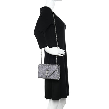 Saint Laurent Glitter Monogram Galactica Satchel Silver 2 of 10