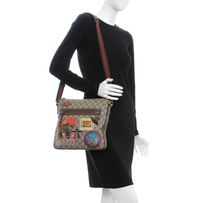 Gucci Soft GG Supreme Monogram Courrier Web Medium Flat Messenger Bag Beige New Acero Multicolor 2 of 12