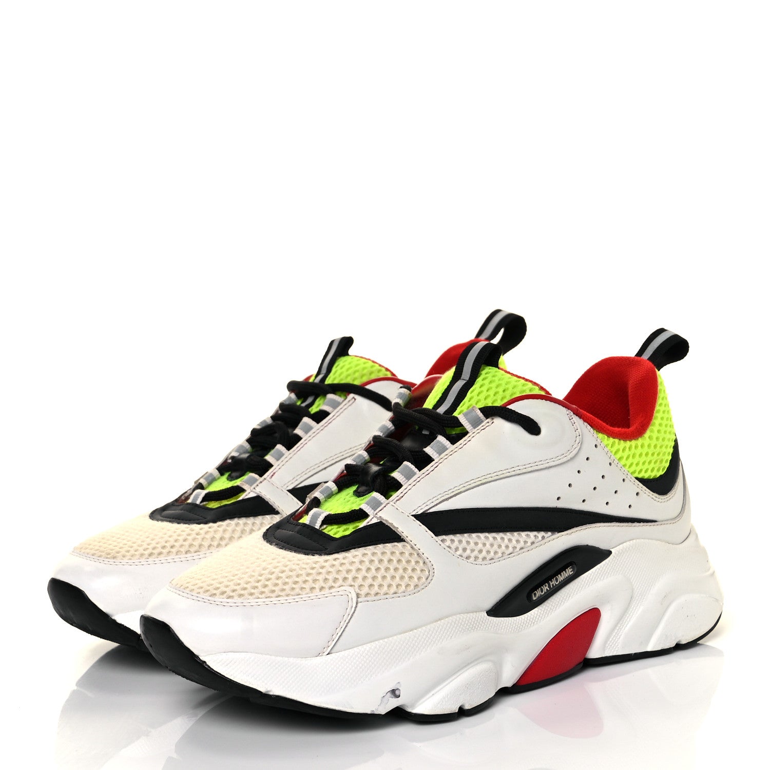 Christian Dior Technical Mesh Calfskin Mens B22 Sneakers 42.5 White Red Green 3 of 9
