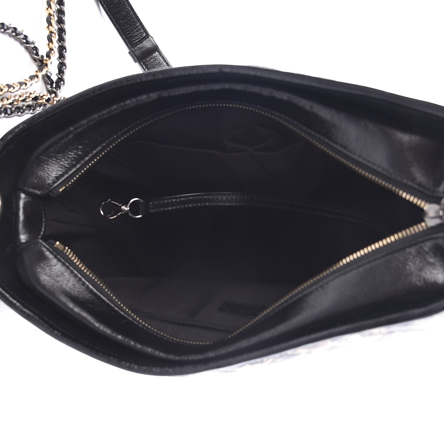 Chanel Metallic Crumpled Goatskin Quilted Medium Gabrielle Hobo Black Gold 7 of 12