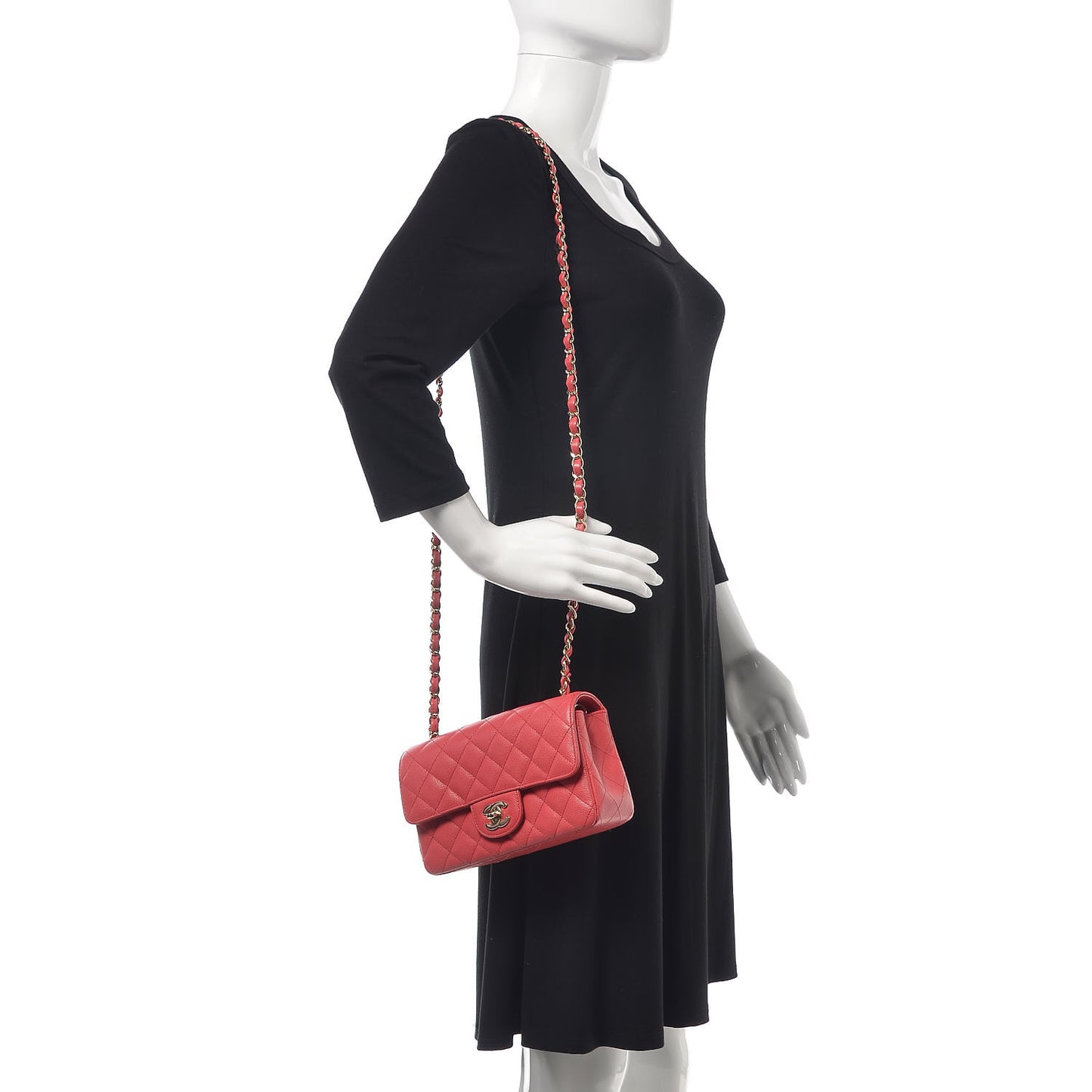 Caviar Quilted Mini Rectangular Flap Dark Pink