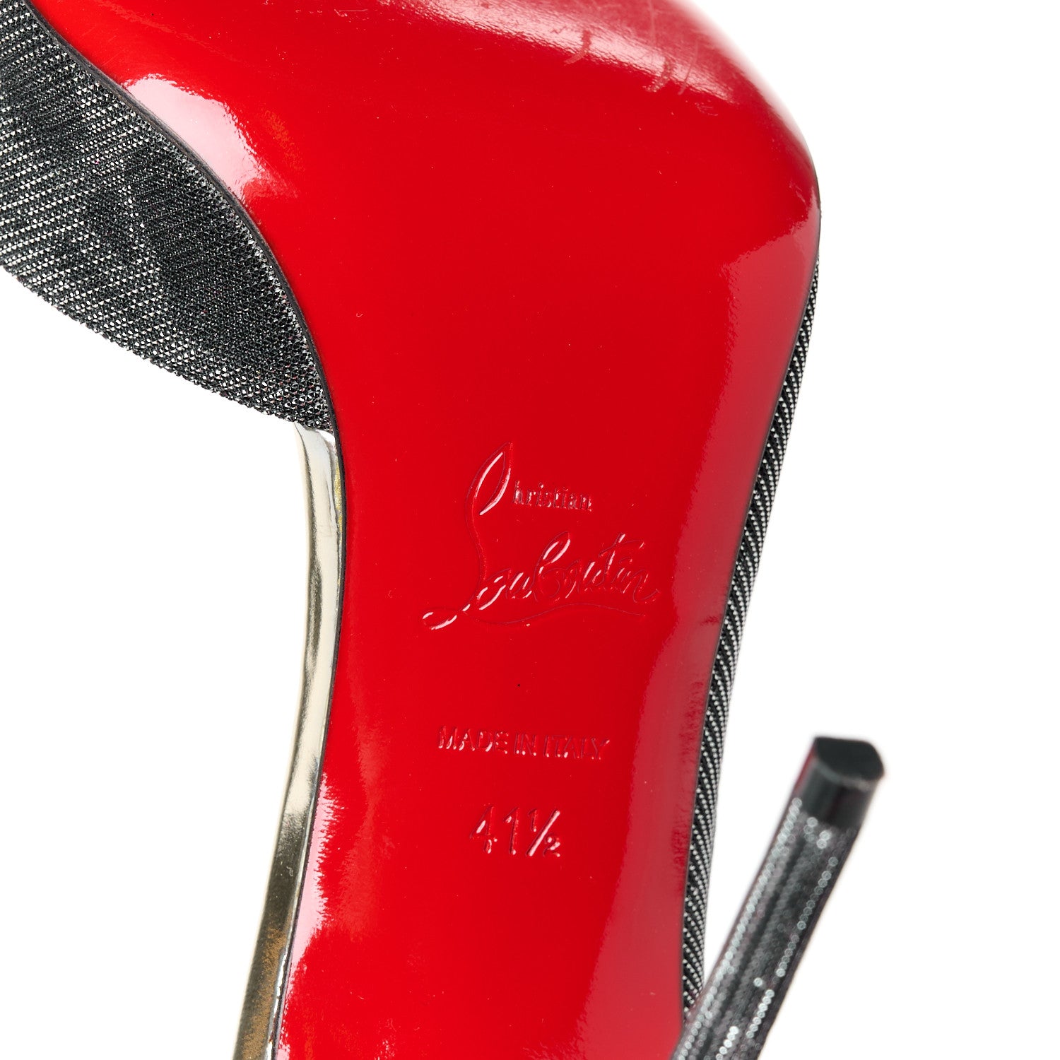 Christian Louboutin Tissu Etincelle Specchio Iriza 100 Pumps 41.5 Black Silver 6 of 9