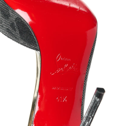 Christian Louboutin Tissu Etincelle Specchio Iriza 100 Pumps 41.5 Black Silver 6 of 9