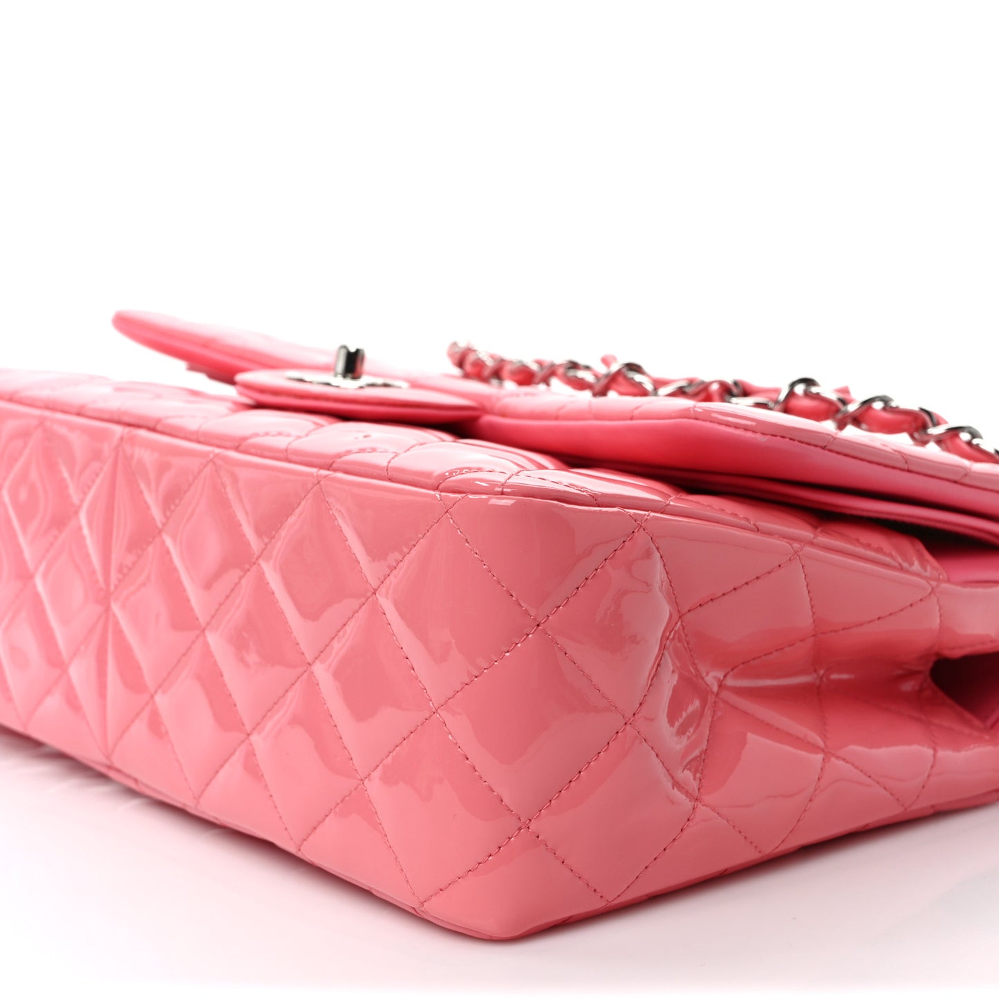Patent Quilted Jumbo Double Flap Pink