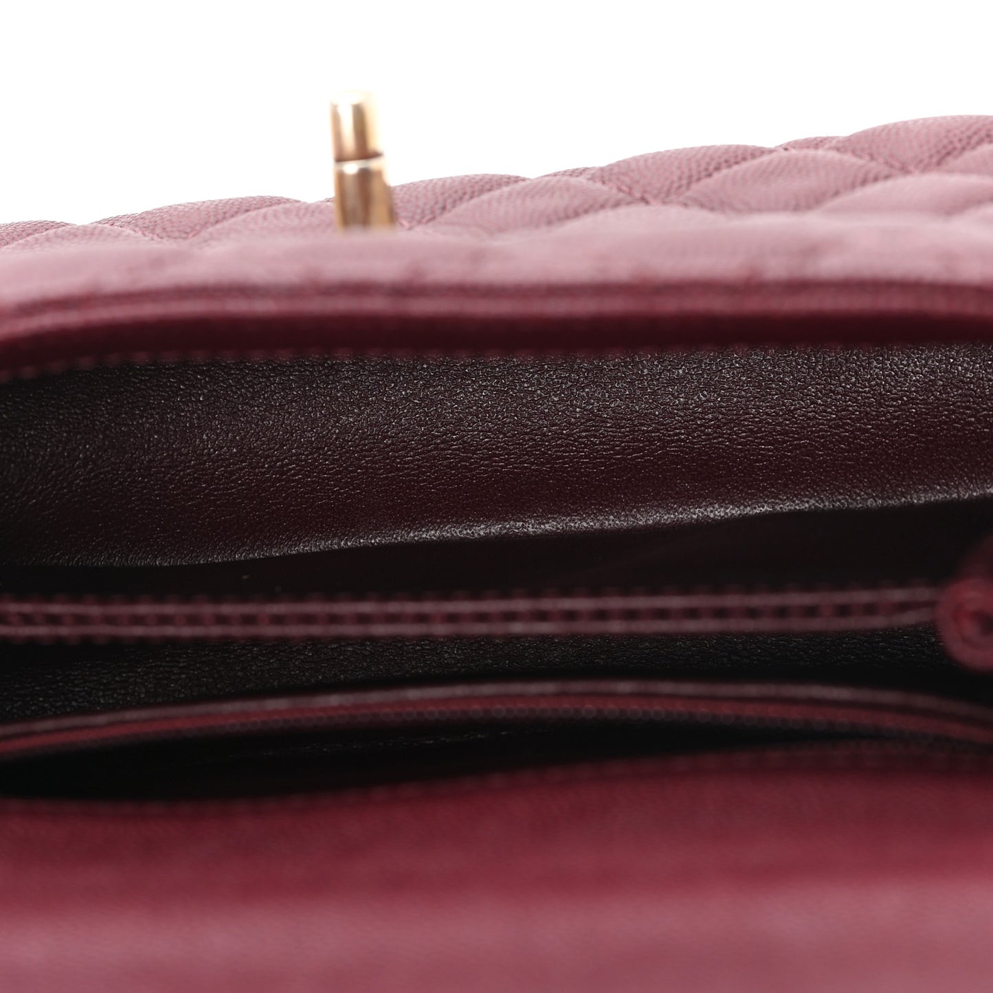 Caviar Lizard Embossed Quilted Mini Coco Handle Flap Burgundy