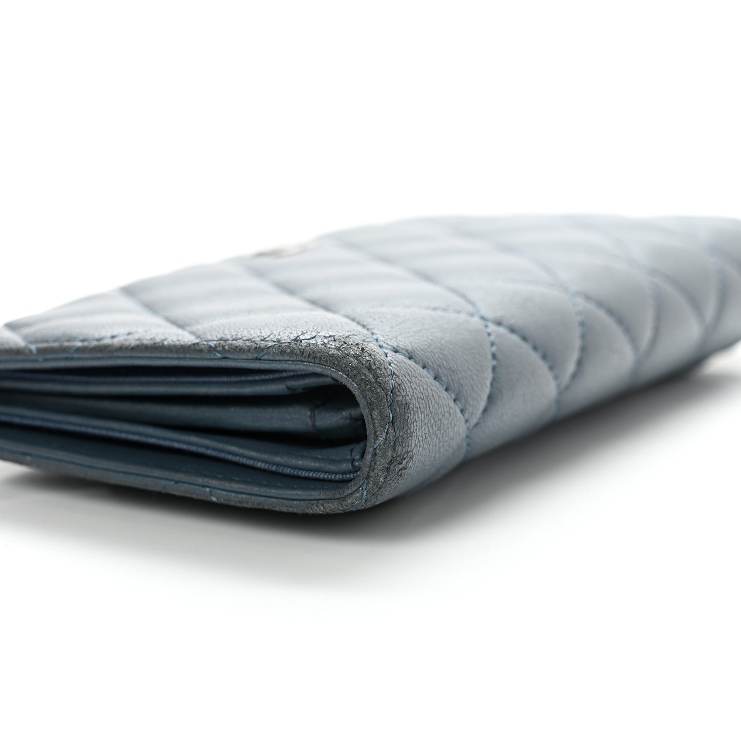 Chanel Lambskin Quilted Yen Wallet Blue 10 of 13