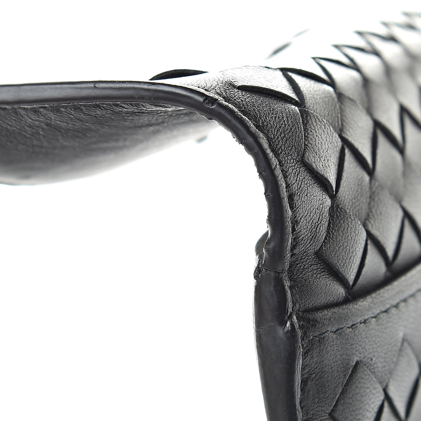 Nappa Intrecciato Continental Compact Flap Wallet Black