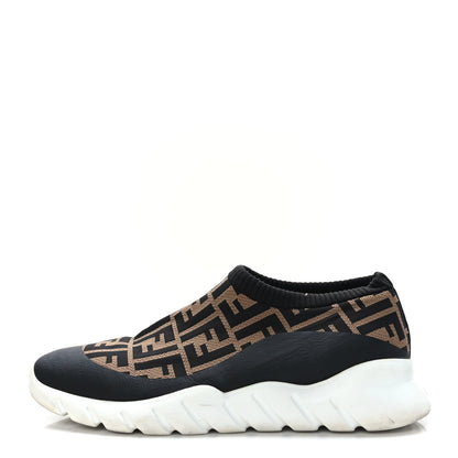 Fendi Jersey FF Mens Low Top Sock Sneakers 10 Black Tobacco 1 of 8