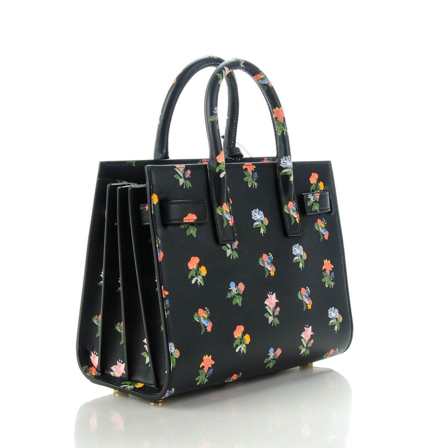 Calfskin Prairie Printed Nano Sac De Jour Black