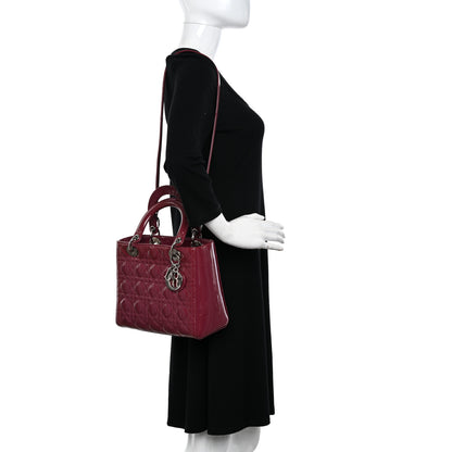 Christian Dior Patent Cannage Medium Lady Dior Dark Pink 2 of 16