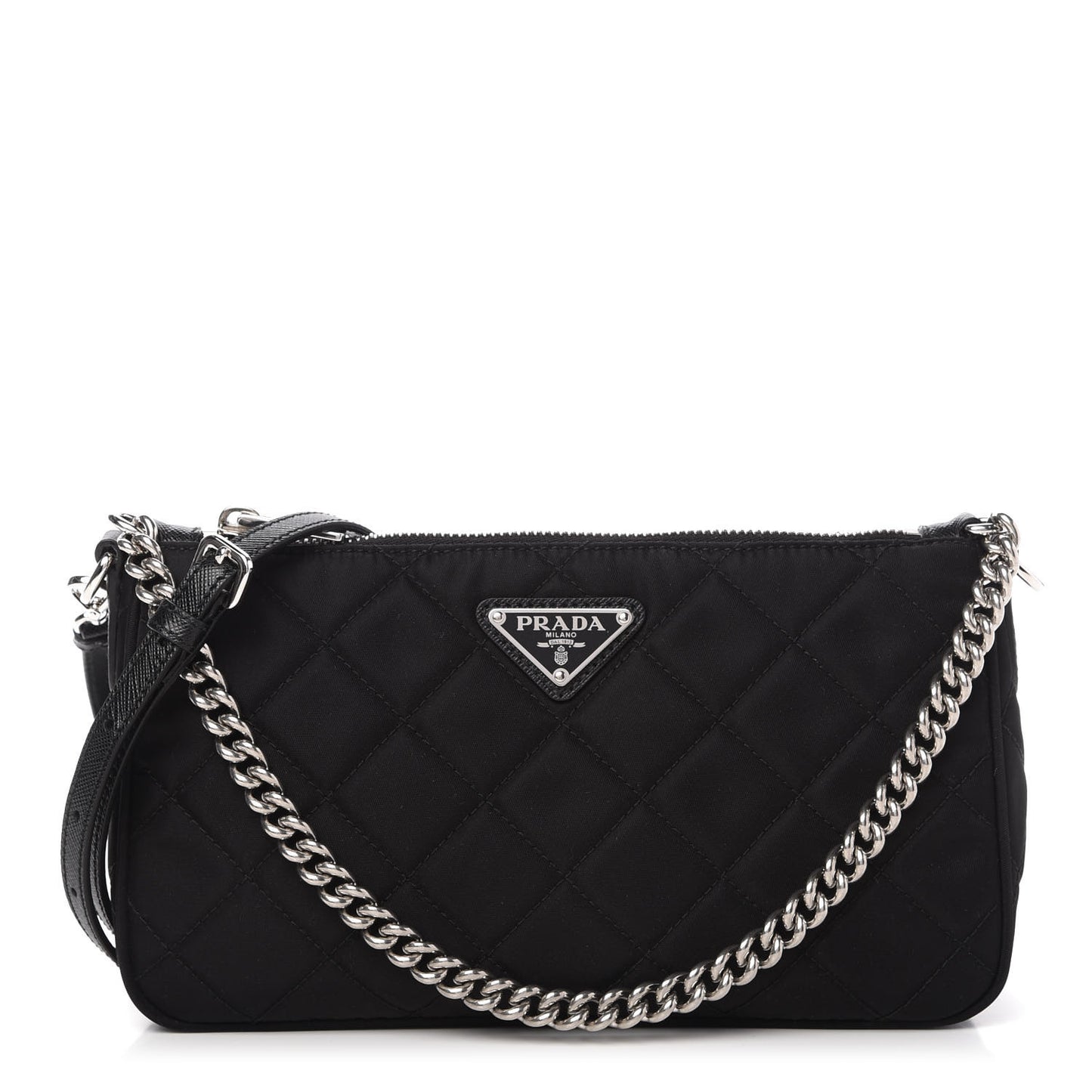 Nylon Tessuto Impuntu Quilted Crossbody Bag Black