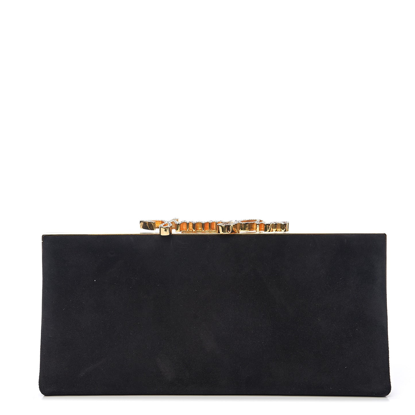 Suede Celeste Logo Clutch Black