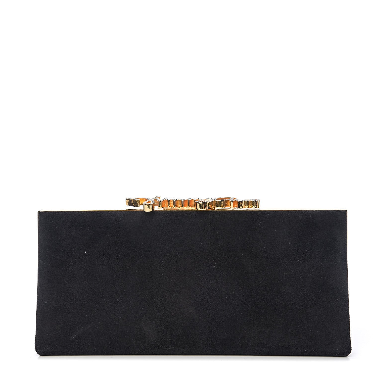 Jimmy Choo Suede Celeste Logo Clutch Black 1 of 6