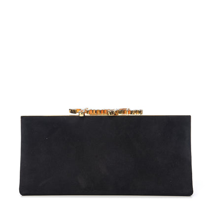 Jimmy Choo Suede Celeste Logo Clutch Black 1 of 6