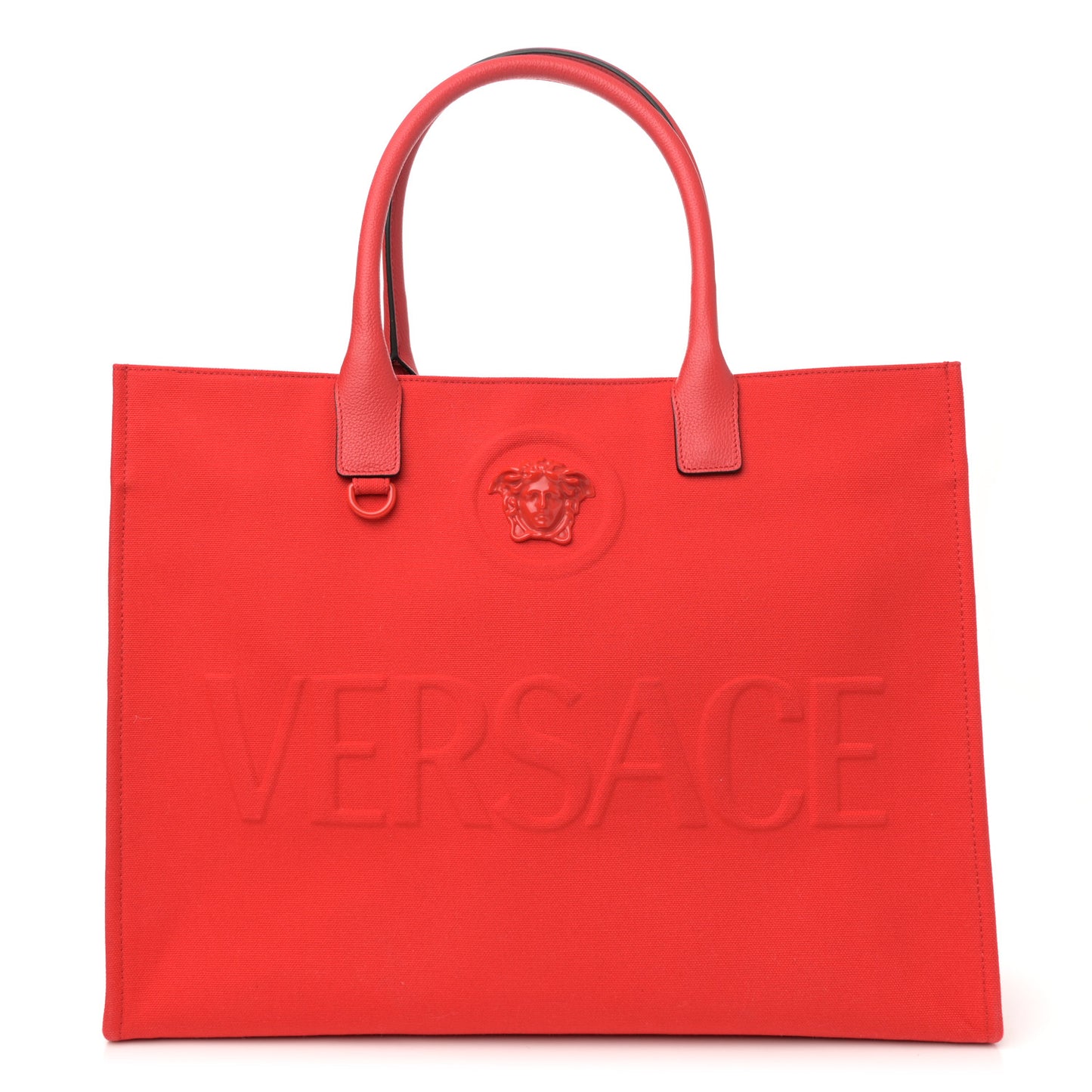 Canvas Calfskin La Medusa Tote Bag Red