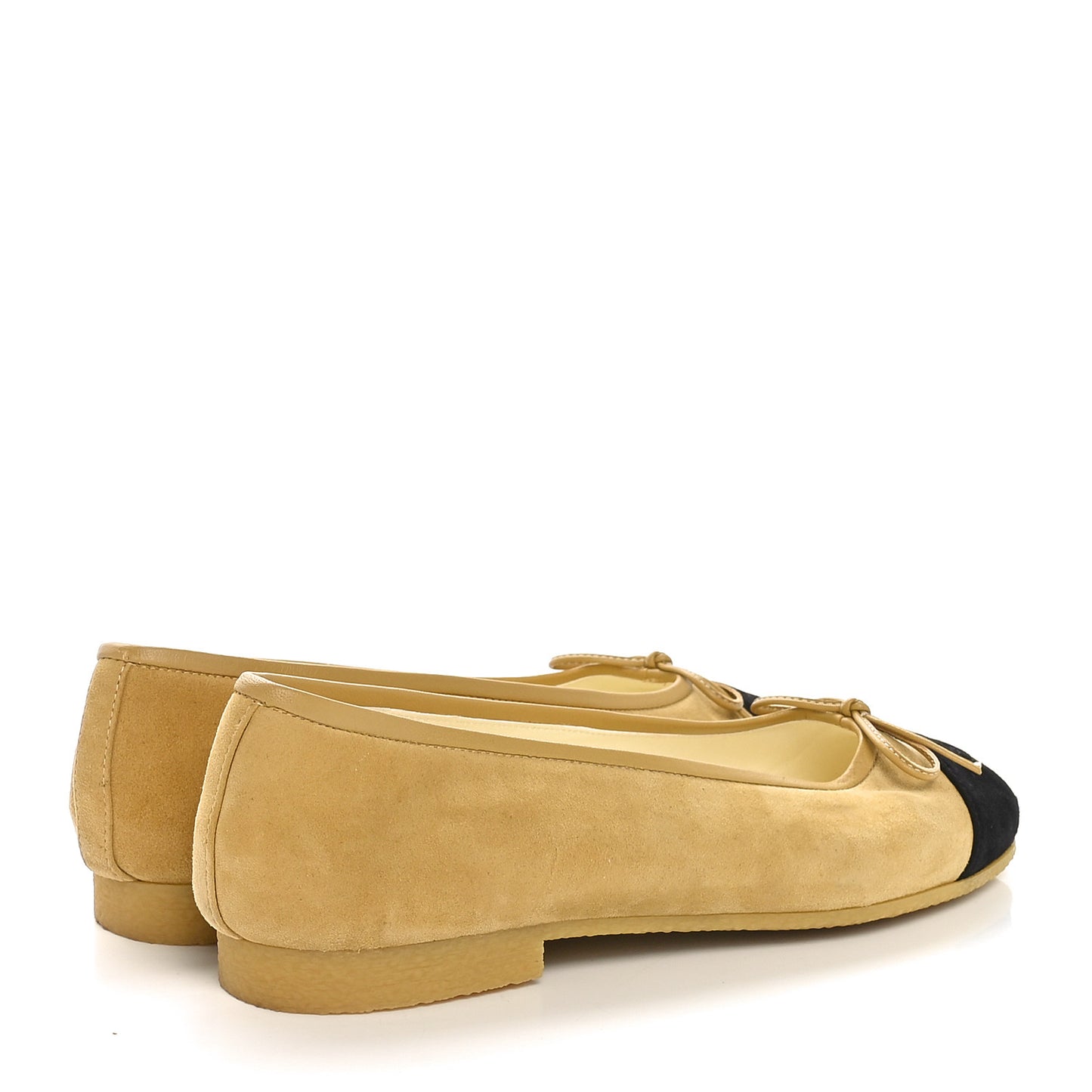 Suede Cap Toe CC Ballerina Flats 37 Beige Black