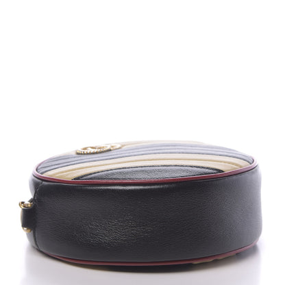 Gucci Azalea Calfskin Matelasse Diagonal Patchwork Mini Torchon GG Marmont Round Shoulder Bag Black Beige Romantic Cerise 4 of 10