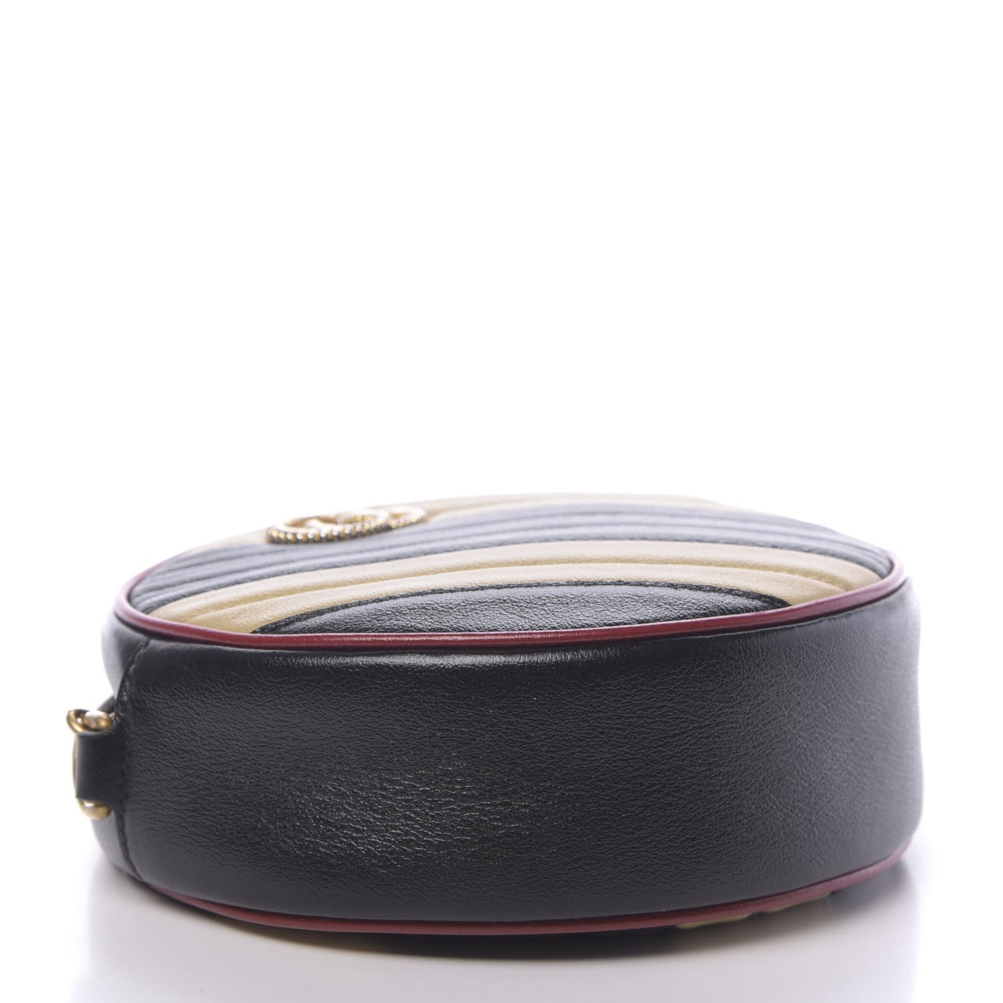 Azalea Calfskin Matelasse Diagonal Patchwork Mini Torchon GG Marmont Round Shoulder Bag Black Beige Romantic Cerise