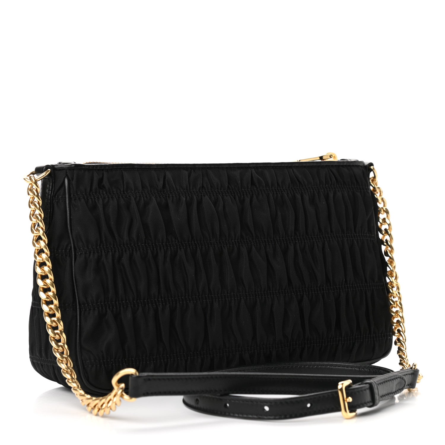 Prada Tessuto Nylon Gaufre Shoulder Bag Black 3 of 9