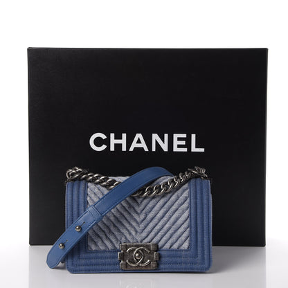 Chanel Denim Chevron Small Boy Flap Light Blue 9 of 9