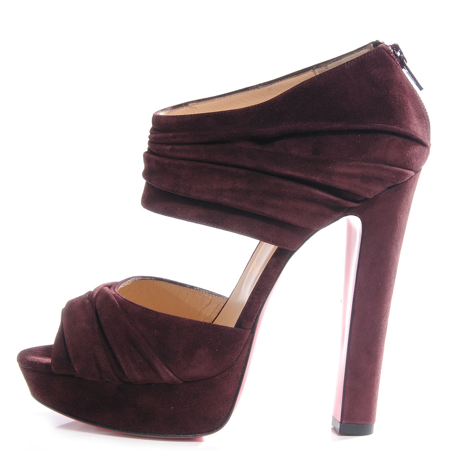 Christian Louboutin Velours Applique 140 Platform Heels Plum 39 1 of 7