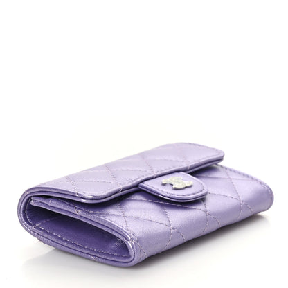 Chanel Metallic Lambskin Quilted Flap Card Holder Light Purple 4 of 8
