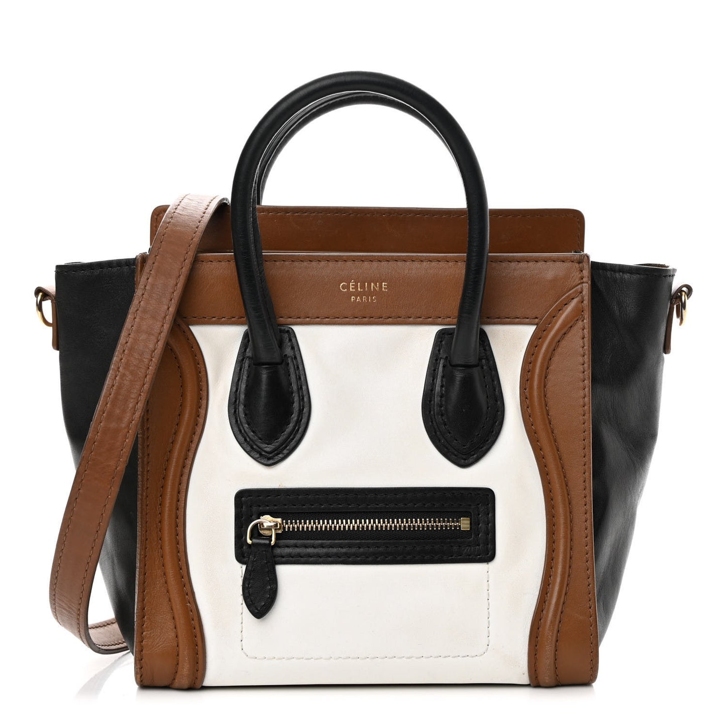 Smooth Calfskin Nano Tri-Color Luggage Brown