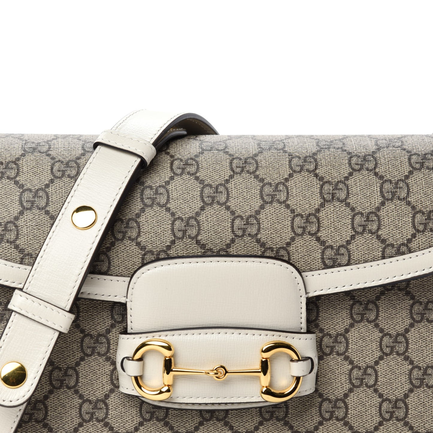 GG Supreme Monogram Horsebit 1955 Shoulder Bag Beige Mystic White