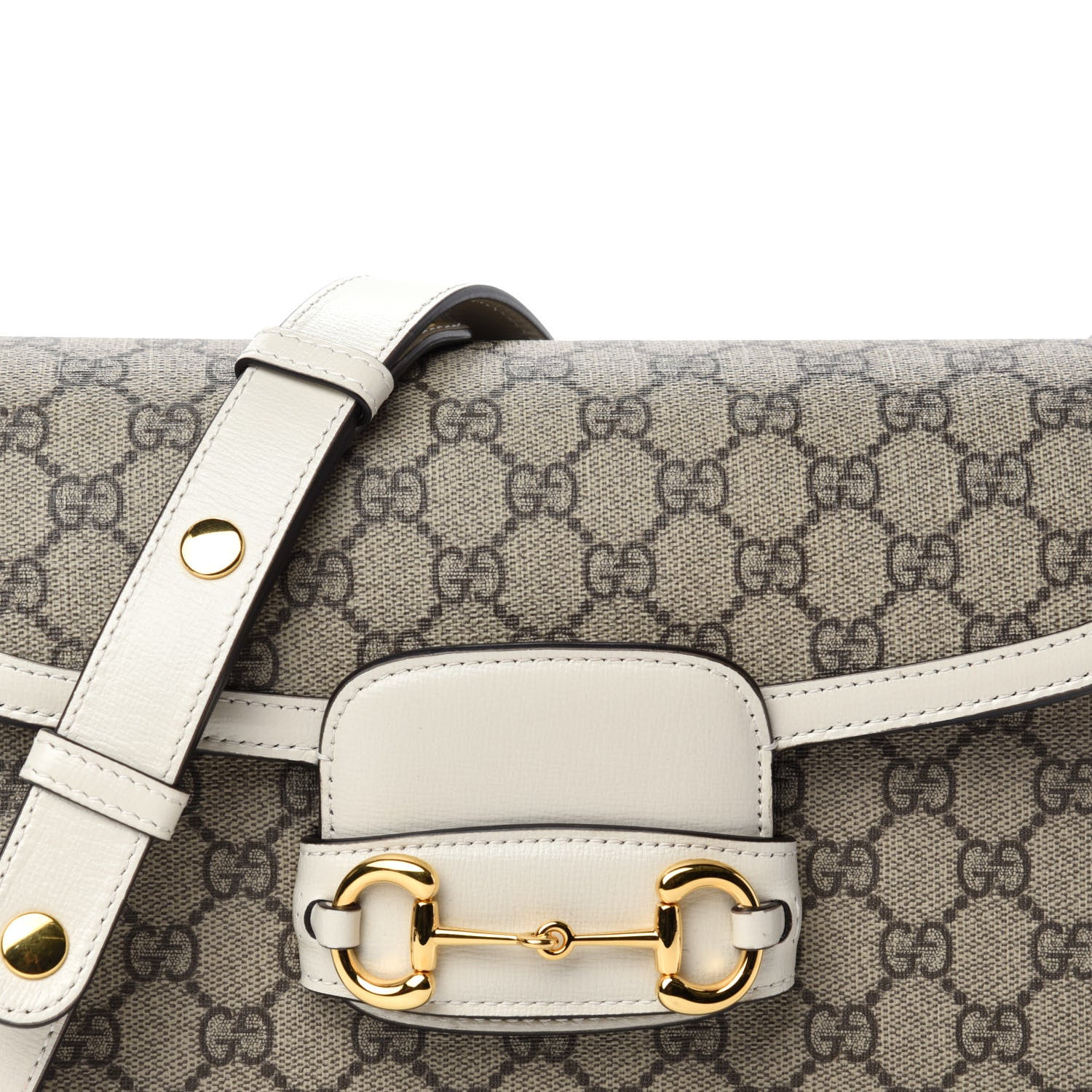 Gucci GG Supreme Monogram Horsebit 1955 Shoulder Bag Beige Mystic White 11 of 12