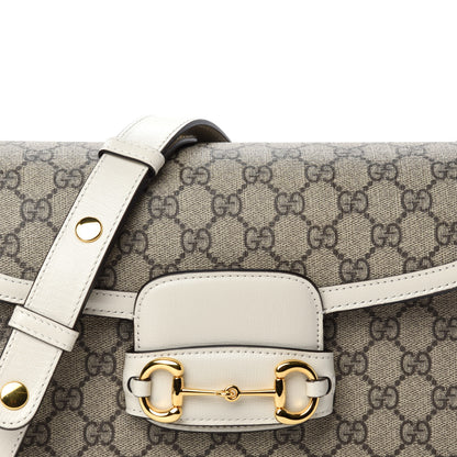 Gucci GG Supreme Monogram Horsebit 1955 Shoulder Bag Beige Mystic White 11 of 12