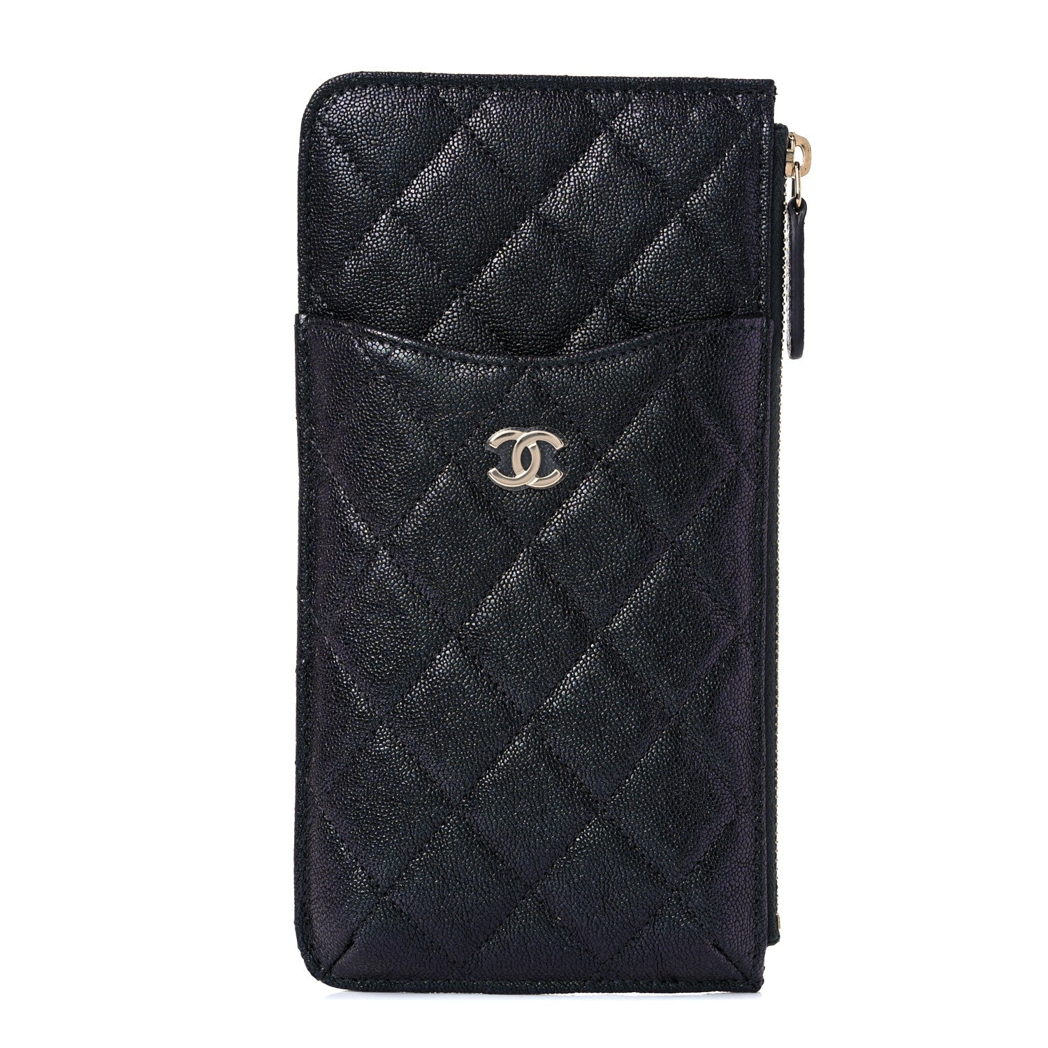 Chanel Iridescent Caviar Quilted Classic Flat Wallet Pouch Black 1 of 9