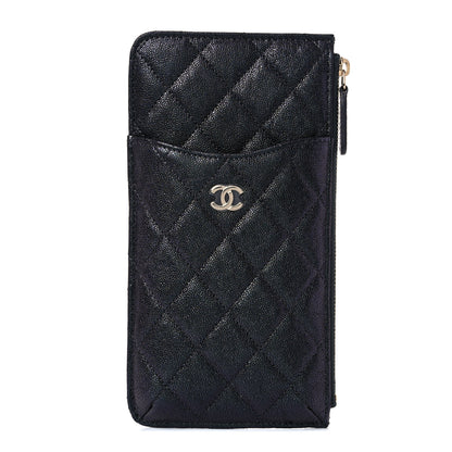 Chanel Iridescent Caviar Quilted Classic Flat Wallet Pouch Black 1 of 9