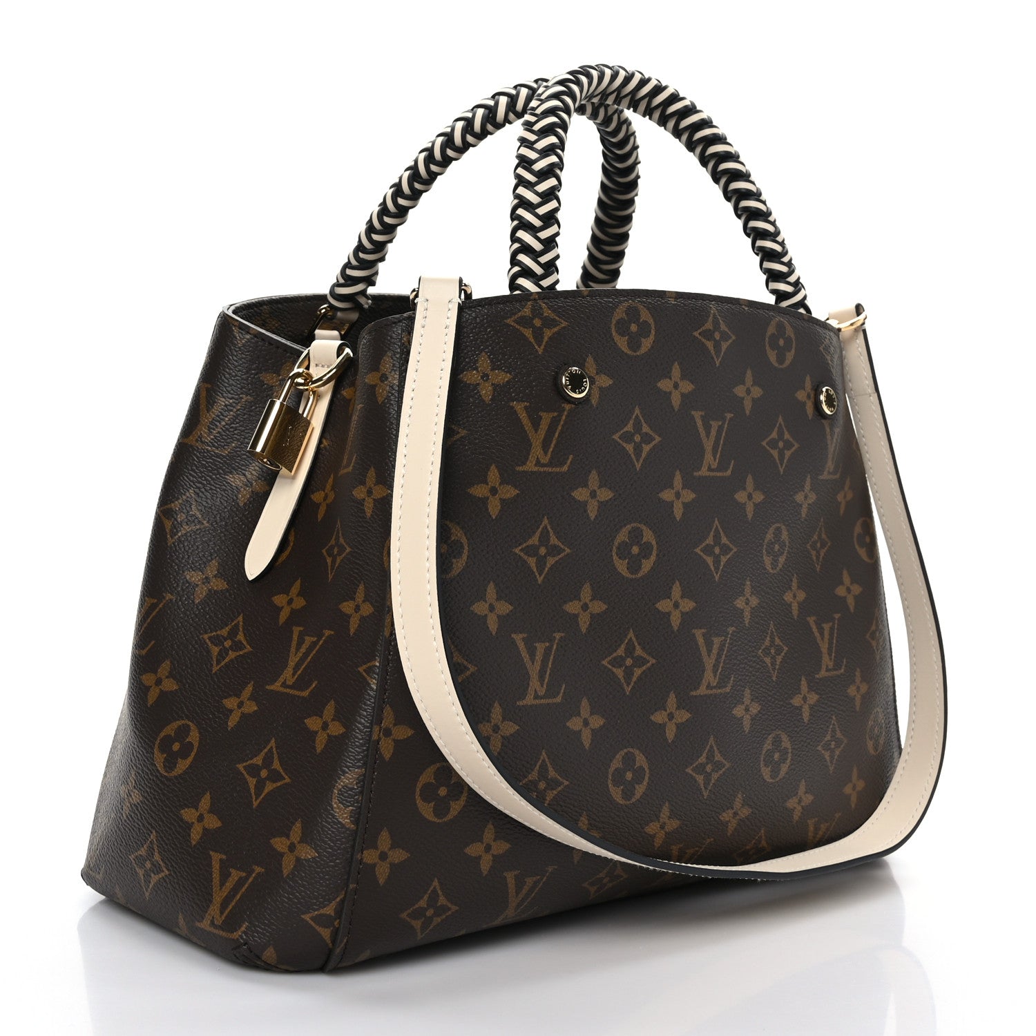 Louis Vuitton Monogram Braided Montaigne MM Creme Beige 3 of 9
