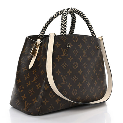 Louis Vuitton Monogram Braided Montaigne MM Creme Beige 3 of 9