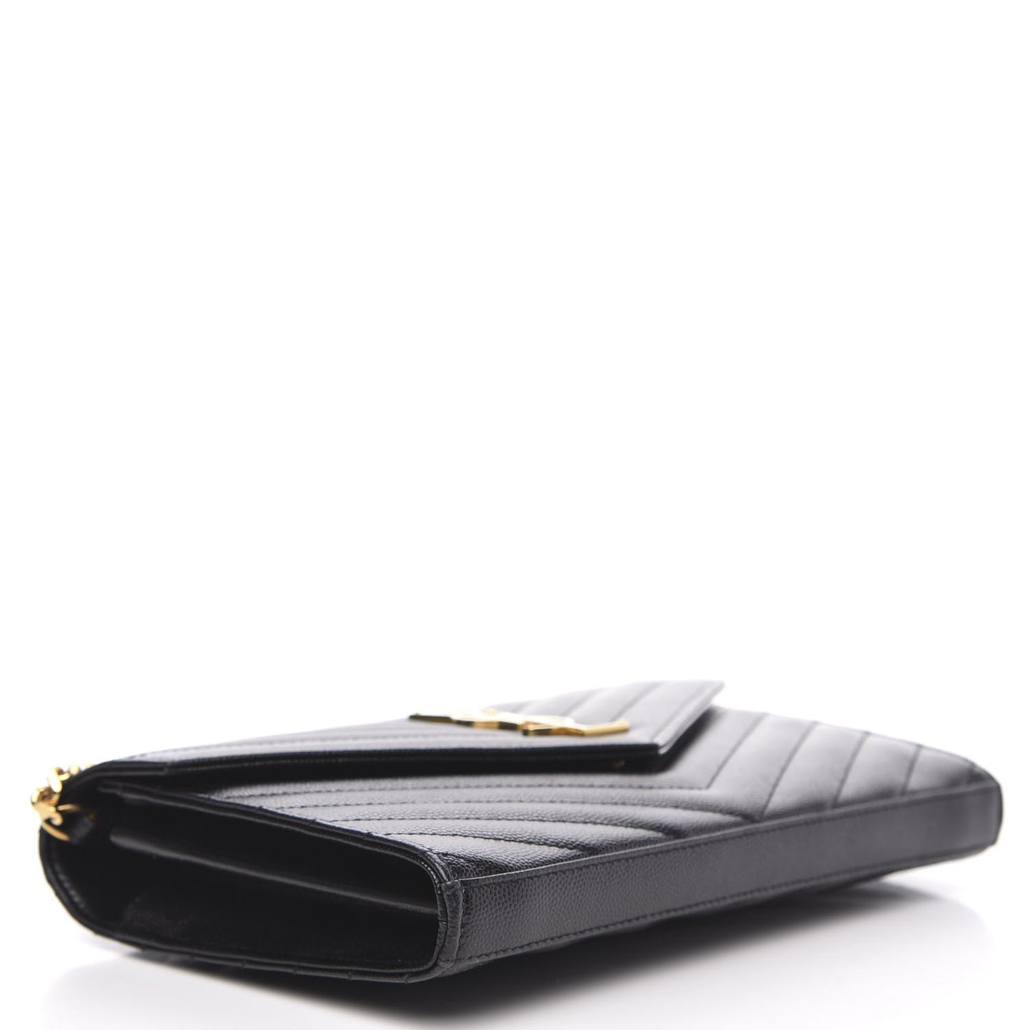 Grain De Poudre Matelasse Chevron Monogram Chain Wallet Black
