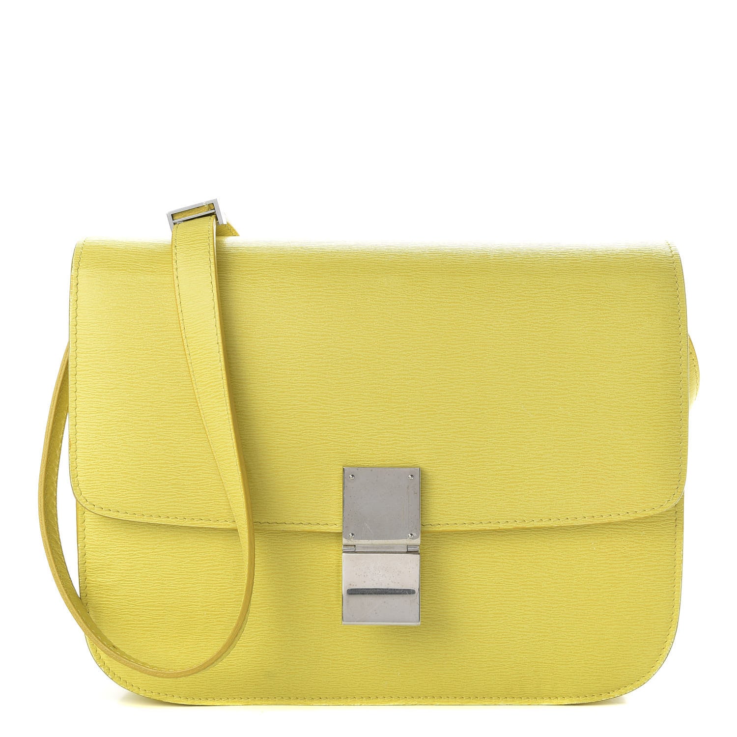 Celine Liege Calfskin Medium Classic Box Flap Bag Fluo Yellow 1 of 10