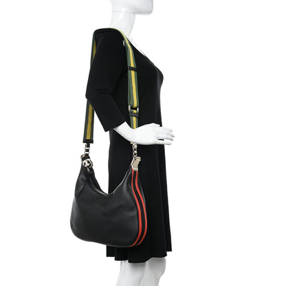 Gucci Aria Calfskin Web Large Attache Shoulder Bag Black 2 of 11