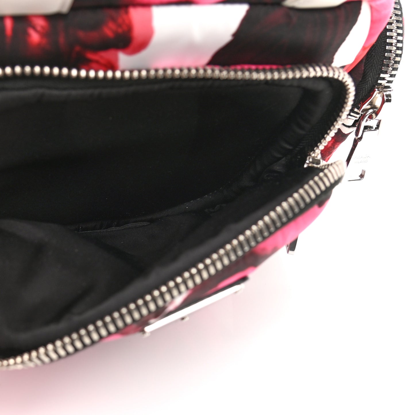 Tessuto Nylon Roses Print Pocket Top Handle Cargo Bag Pink