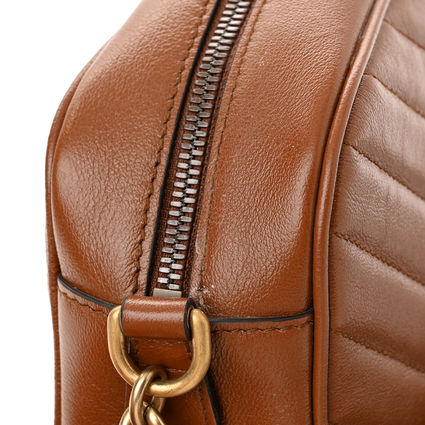 Glazed Calfskin Matelasse Diagonal Small GG Marmont Chain Shoulder Bag Cuir