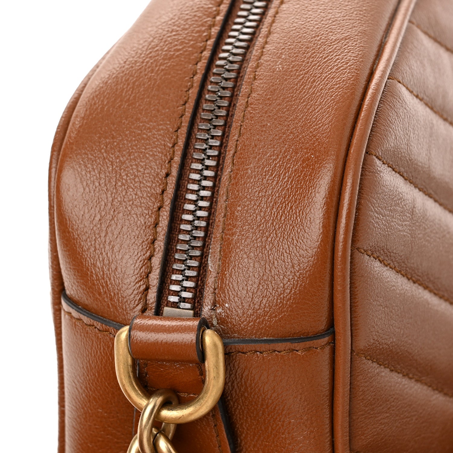 Gucci Glazed Calfskin Matelasse Diagonal Small GG Marmont Chain Shoulder Bag Cuir 13 of 13