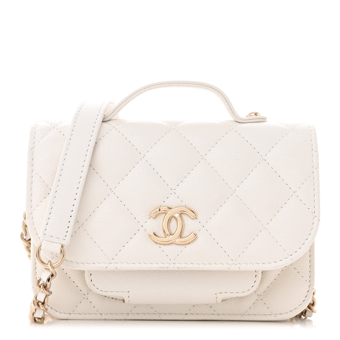 Caviar Quilted Mini Business Affinity Flap White
