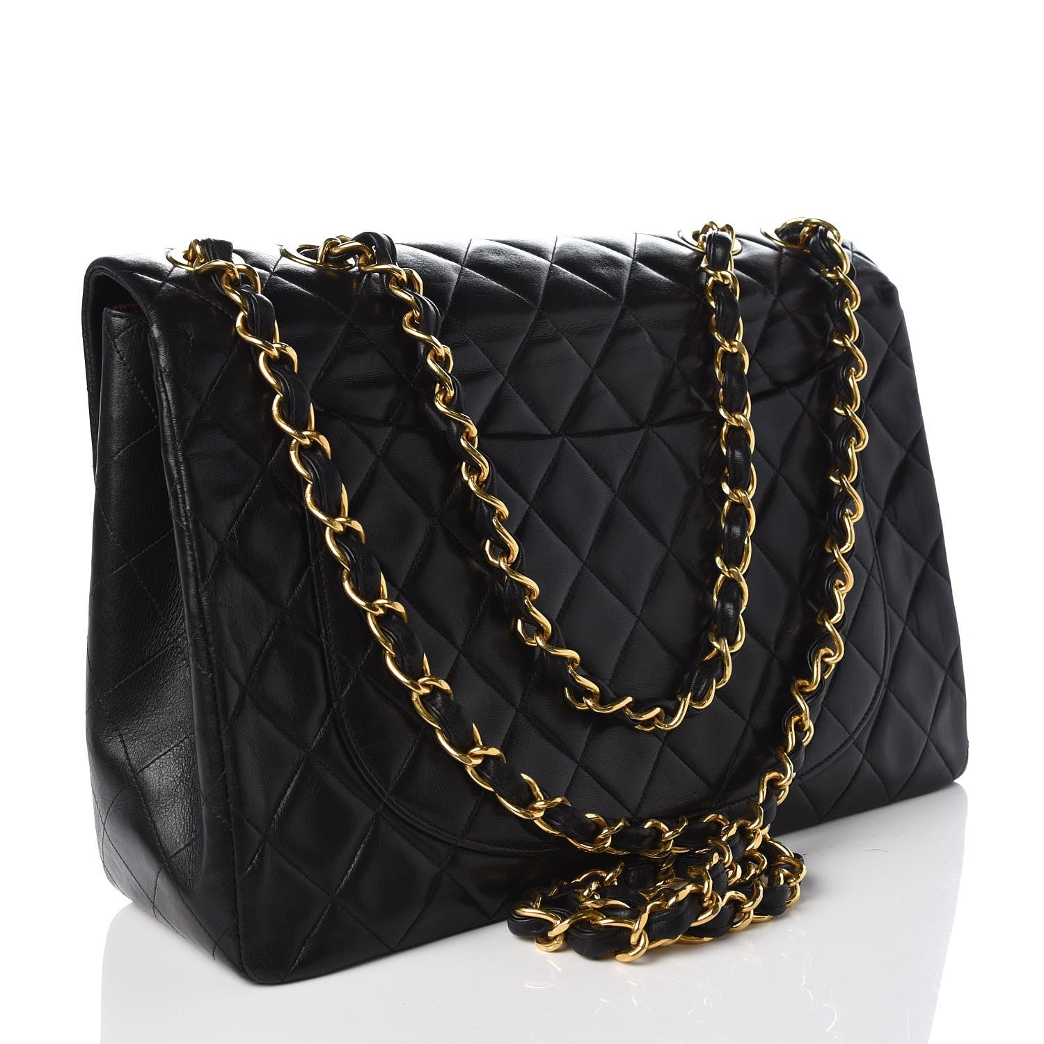 Chanel Lambskin Quilted XL Jumbo Single Flap Black 4 of 8