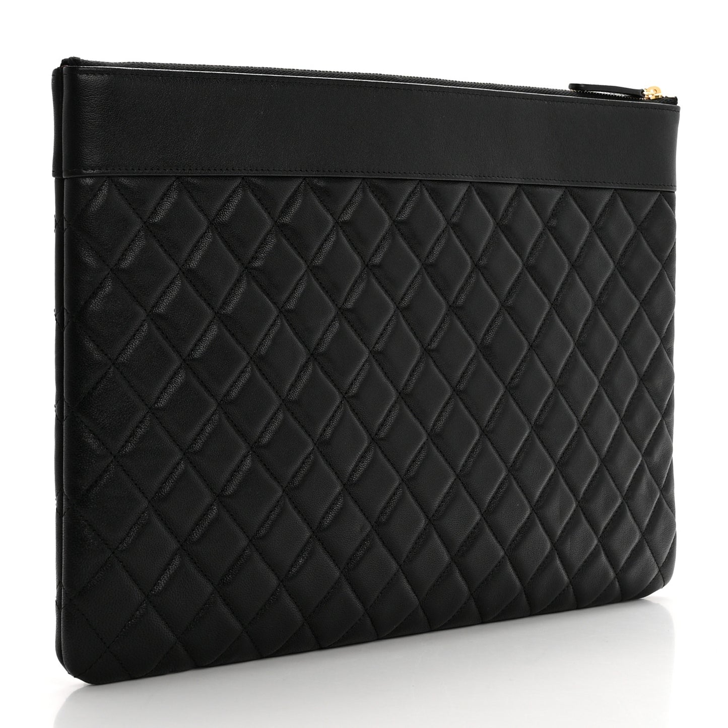 Lambskin Quilted Large Vintage Mademoiselle Cosmetic Case Black