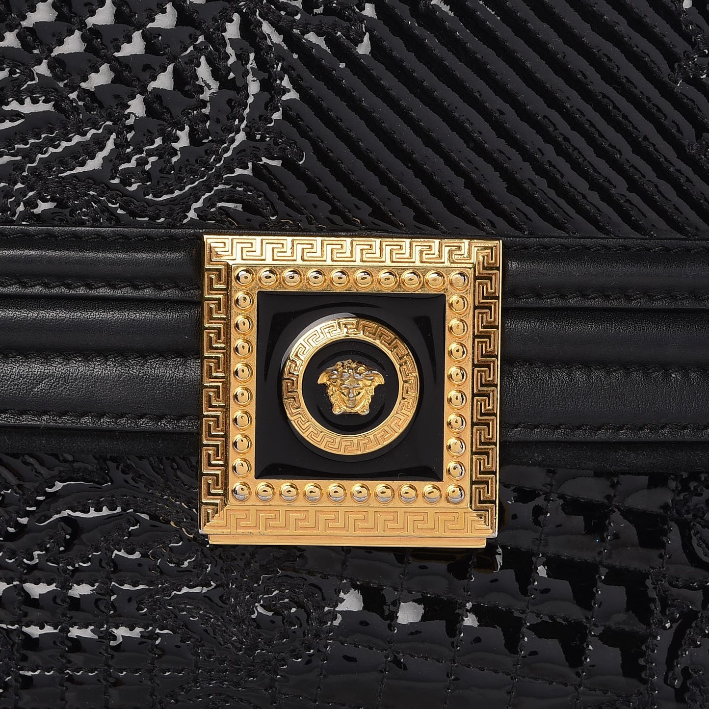 Patent Vanitas Shoulder Bag Black