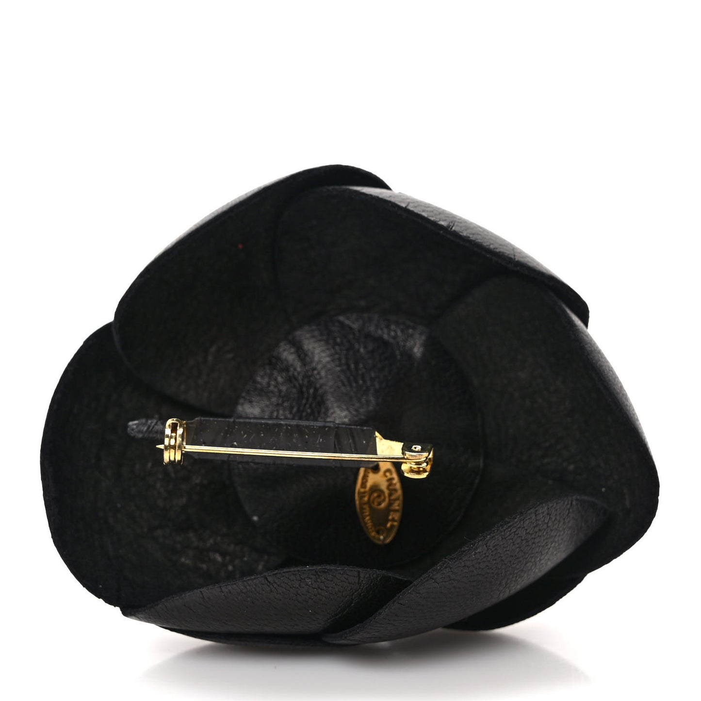 Lambskin Camellia Brooch Black