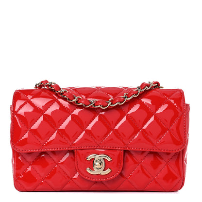 Chanel Patent Calfskin Quilted Mini Rectangular Flap Red 1 of 12